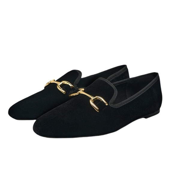Zara Embellished Velvet Loafers - Picture 1 of 10
